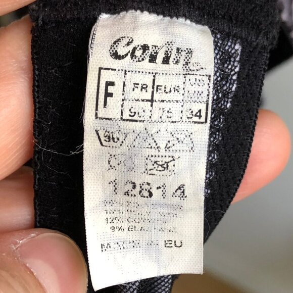 CORIN Lace Padded Bra Floral 34F Black Gray White 3 Hook Closure Underwire 12814 - Picture 8 of 10